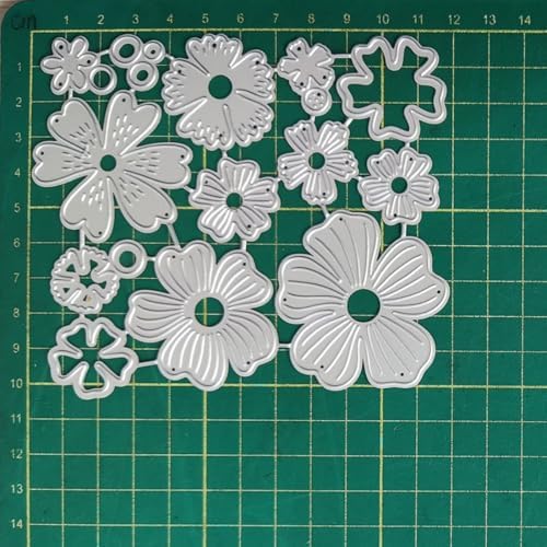 Scrapbooking Die-Cuts, Layer Frame Net Set Metal Cutting Dies for Card Making, Paper Craft Template, Background Embossing Stencils, DIY Album Décor (Flower Set B-11.8x10.3cm)