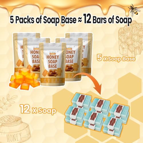 PIUH Honey Soap Making Kit with Honey Soap Base and Molds for Adults | All in One Soap Making Supplies Kit, 2.2 lbs Honey Soap Base, Soap Melter, DIY Natural Soap Craft Kit