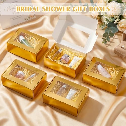 Zonon 60 Pcs Mini Kraft Soap Boxes with Window Homemade,Light Gold