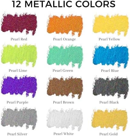 Artecho Metallic Oil Pastels Set of 12 Colors (10 x 70 mm) | Soft Oil Pastels, For Art Painting, Drawing, Blending, For Artists, Beginners, Students, Teachers