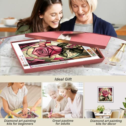 SJUTOUCI Rose Flower Diamond Art Kit for Adults, Diamond Painting Kit