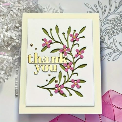 Scrapbooking Die-Cuts, Layer Frame Net Set Metal Cutting Dies for Card Making, Paper Craft Template, Background Embossing Stencils, DIY Album Décor (Branches Flowers-11.1x7.5cm)