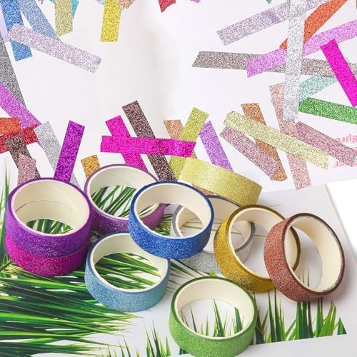 Glitter Washi Tape Set 12 Rolls, Cute Tape Decorative Tape for Crafts