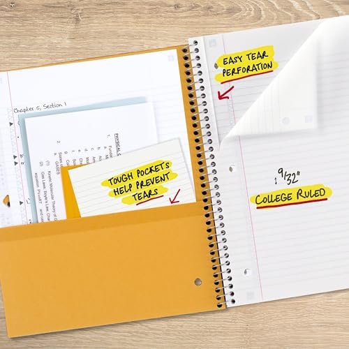 Five Star Spiral Notebook + Study App, 5 Subject, College Ruled Paper, 8-1/2" x 11", 200 Sheets, Fights Ink Bleed, Water Resistant Cover, White (72460)