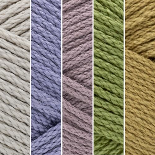 Lion Brand Yarn, 24/7 Cotton Mercerized Lightweight Yarn for Knitting, Crochet, and Crafts, Rocky Mountains, 5 Pack, Multicolor Pack of Natural Fiber for Breathable Tops, Durable Bags, and Dish Cloths