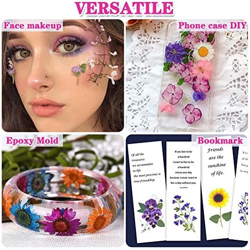 140+ PCS Real Dried Pressed Flowers Leaves Petals for Crafts Yellow- Beautiful Pressed Flowers Daisies for Resin Jewellery, Pressed Flowers Nail Pendant Crafts Making Craft DIY Accessories