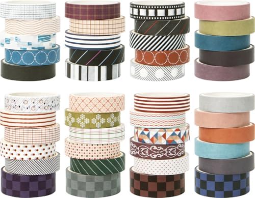 Ieebee 44 Rolls Minimalist Washi Tape Set for Journaling & Scrapbooking