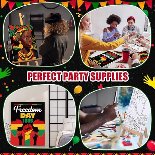 Sherr 20 Pcs Stretched Pre Drawn Canvas Afro Queen Black Art for Painting for Adults Outline Pre Drawn Stretched Cotton Canvas to Paint Party Set, 8 x 10''(Juneteenth)
