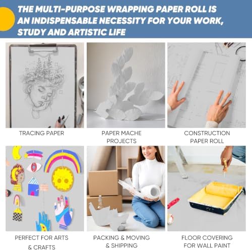 Wrapping Paper, 15"x900" Light Grey Craft Decorative Paper Roll Kraft Paper
