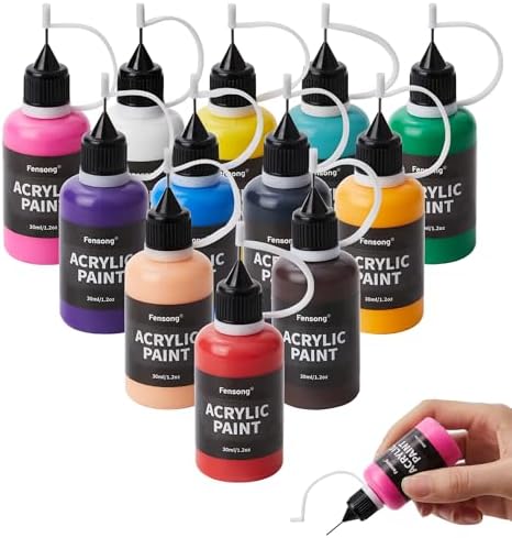 Acrylic Paint Set 12 Colors, 30ml Craft Paint with Precision Applicator Tip