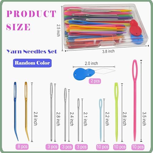 DeliaVo 49 Pcs Yarn Needles Set, Crochet Kit for Knitting Sewing Weaving