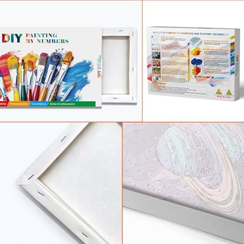 JOOZ Paint by Numbers Kit for Adults with Frame, Planet, 8x12 Inch