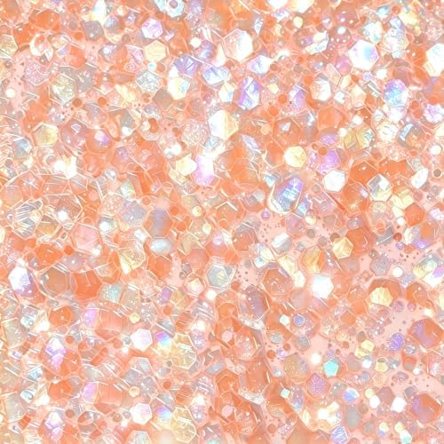 HEMOER Orange Opal Glitter 100g/3.5oz, Cosmetic Mixed Hexagon Chunky & Fine Craft Glitter Resin Sequins for Epoxy Glass, Resin Art, Body, Hair, Face, Nail, Tumbler, Festival Party