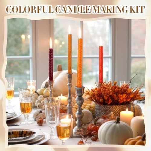 Yuntau 24 Pcs Beeswax Candle Making Kit, 8 x 8 Inches, Fall Color