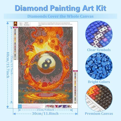 Reivworl Billiards Diamond Art Kits for Adults Beginner 12×16 inch