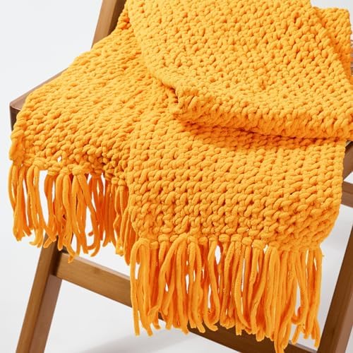 Yellow Chunky Chenille Yarn, #6 Super Bulky, 3.5 oz/72 Yards
