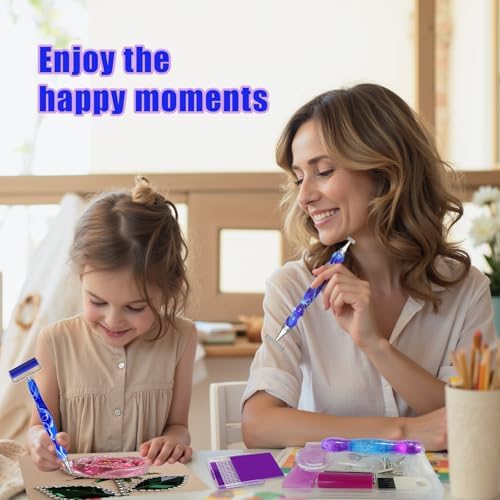 Huanlys Diamond Art Pens Tools Diamond Painting Accessories Kits with Screw Steel Rose Gold Metal Tip Nibs Placers Roller Tool Accessories (Blue Silver 6)