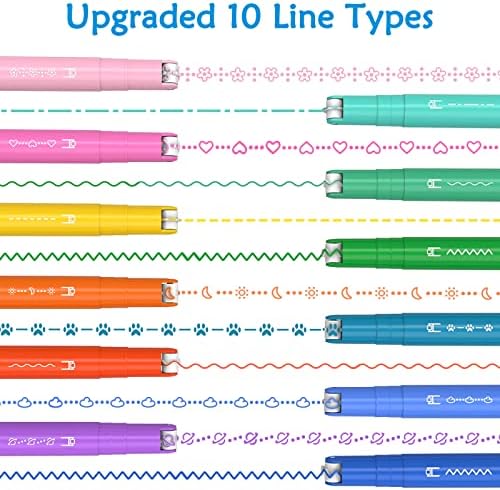 AECHY Dual Tip Curve Highlighter Pens, 10 Patterns, 12 Colors, 12 Pack | Fine Tip Colored Marker Pens with Curve Pattern Roller for Journaling, Planner, Scrapbooking, Drawing & DIY Crafts