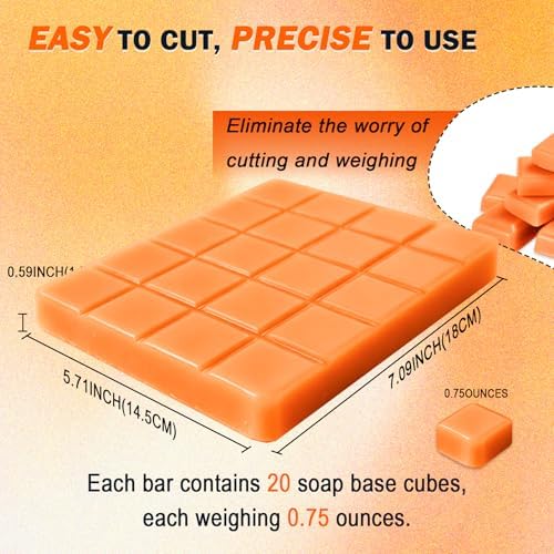 EDSRDRUS 15 Ounces Glycerin Soap Base - Scented Melt and Pour Base for DIY Crafting, Easy to Cut, Vegan and Natural, Moisturizing and Gentle on Skin, Perfect for Soap Making Supplies (Carrot)