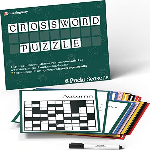Keeping Busy Crossword Dementia Activities for Seniors | Alzheimer Products for Elderly Patients | Fun Memory Game Toy & Cognitive Brain Puzzle for Senior Citizens w/Memory Loss or Alzheimers