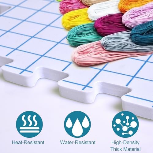 Interlocking Blocking Mats - Blocking Mats for Knitting and Crochet Projects, 4-Pack 12'' W x 12'' L Knitting Blocking Mats with 50 T-Pins, White