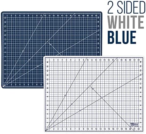 U.S. Art Supply 18"x24" Self-Healing Cutting Mat 5-Ply (2 Pack) White/Blue | Double-Sided White/Blue Craft Mat, Non-Slip Cutting Mats for Crafts, Sewing, Quilting, Scrapbooking