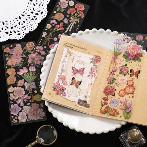 200pcs Aesthetic Botanical Stickers,PET Decals for Journal Scrapbook