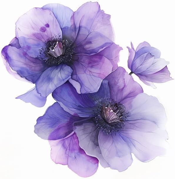 Clematis Flower Car Decal Watercolor, Purple Flower Bumper Sticker, Removable Waterproof Decals for Car, Electronic, Case, Waterbottle, Vehicle Decor Sticker (Purple)