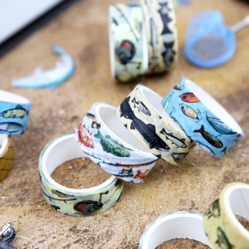 Fishing Washi Tape 12 Rolls 6 Designs, Angler Tape for Journaling