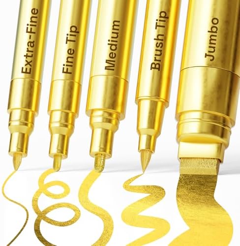 ARTISTRO Gold Paint Pens - Various Tips - Set of 5