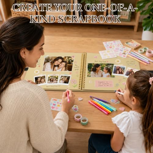 Scrapbook Photo Album 12"x12" 50-Sheet 100 Pages Kraft Paper Ribbon Closure