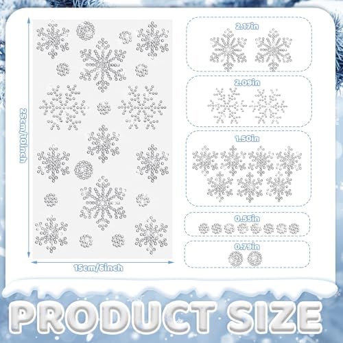 Epakh 84 Glitter Bling Rhinestone Sticker, Snowflake Diamond, Silver