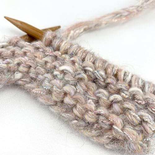 Artisanal Yarn Collection Multifiber Multicolored Fancy Yarn with Subtle Shimmering Threads for Knitting Crocheting Crafts DIY, Set of 3 Rolls (Gray Pink)