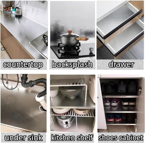 Soqool Oil Proof Kitchen Wallpaper Peel and Stick Backsplash Sticker Self Adhesive Contact Paper for Drawer Cabinet Shelf Liner, Waterproof Table/Countertop Cover 15.7" W x 393.7" L