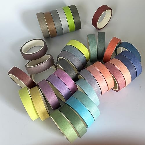 36 Rolls Washi Tape Set, Pastel Washi Tape Colorful Masking Tape 10mm Wide, Decorative Tape for Bullet Journal, Book, Planner, Scrapbooking, DIY Arts Crafts
