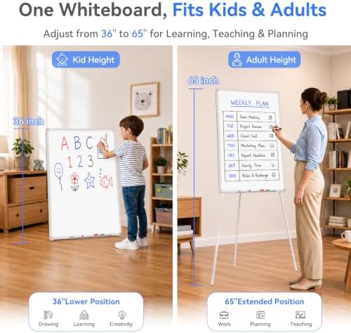 Maxtek Easel Whiteboard 36 x 24 in, Stand Tripod with Height Adjustable