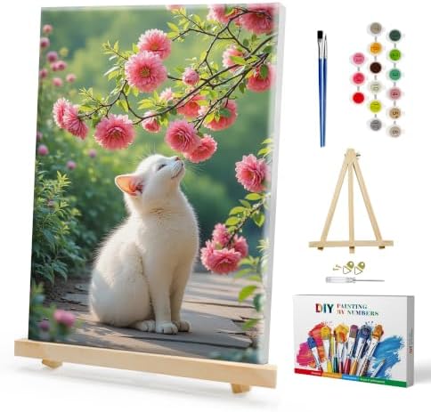 SmartEZ Paint by Numbers Kit for Adults with Frame, Cat Paint by Number