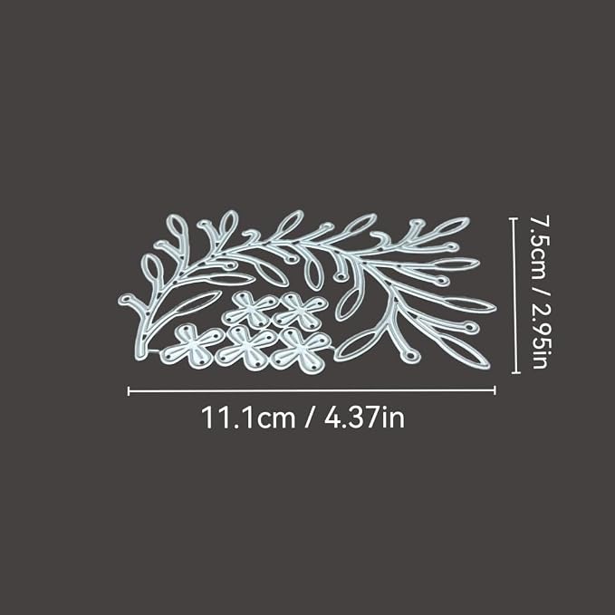 Scrapbooking Die-Cuts, Happy Birthday Ballon Metal Cutting Dies for Card Making, Paper Craft Punch Template, Background Embossing Stencils, DIY Album Décor(Branches Blossoms-11.1x7.5cm)