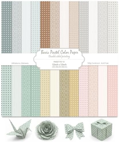 24 Sheets Beige Dot Scrapbook Paper 12x12 Inch 160gsm Double Side