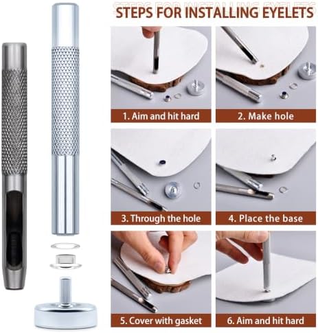 SEMINI 1000 Sets 4 Colors 5mm Grommet Eyelet Kit with Install Tool Kit