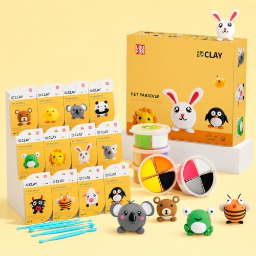 Air Dry Clay Kit -12 Animals Modeling Clay for Kids Arts and Crafts
