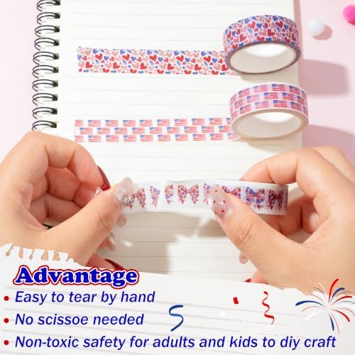 Patriotic Flower Washi Tape Strong Adhesion for Gift Wrapping