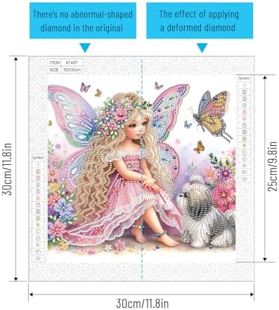 AiYuanzsh Diamond Art Painting Kits for Adults, 5D Special Shape Diamond Art Kits for Beginners, Crystal Rhinestones Diamond Art Painting for Home Wall Decoration Gift 12×12 inch, Princess Elf