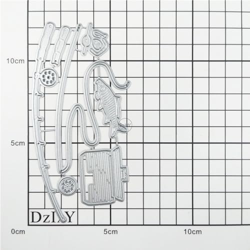 Fishing Pole Fish Metal Cutting Dies for Card Making