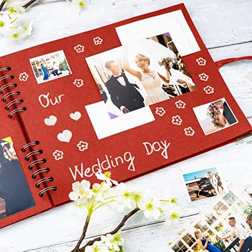 Bstorify Square Scrapbook Photo Albums 50 Pages (11 x 8.5 Inch) Red | Hardcover with Thick 200 GSM Kraft Paper, Ideal for Your Scrapbooking Albums, Art & Craft Projects (Red, 11 x 8.5 Inch)