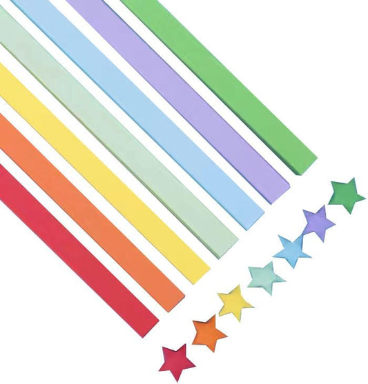1080 Sheets Origami Star Paper 7 Assortment Color Strips Double Sided Lucky Star Decoration Folding Paper for DIY Hand Art Supplies (7color-1080 sheets)
