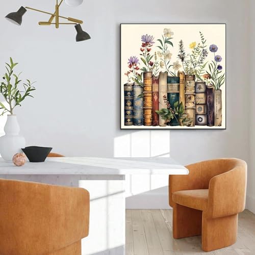 EIBEILI Diamond Art Kits for Adults-Book Flower Diamond Painting Wall Art