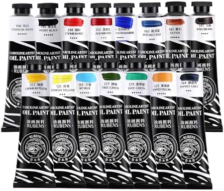 rubens Oil Paint Set 2oz 15 Colors Caroline Oil Paint for Canvas(Series A) | Professional Oil Paints with Thicker Creamy Texture, High Saturation, Large Tubes Art Supplies for Adult, Artists, Beginners