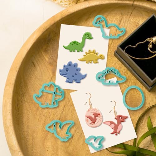 beinkmake 19Pcs Jurassic Dinosaur Polymer Clay Cutters Clay Earrings Cutter