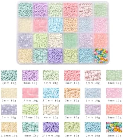 24 Grid Rainbow Glass Seed Bugle Tube Beads Jewelry Making DIY Craft Kits